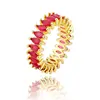 Popular 18k gold ruby ring designs for girls, CZ diamond ruby ring