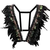 Women Feathers Harness Bra Epaulette Shoulder Wing Strappy Elastic Adjust Crop Tops Punk Festival Burning Man Rave Costumes