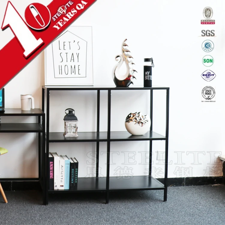 Black Steel Tv Stand Lower Media Console Shelf In Livingroom Buy