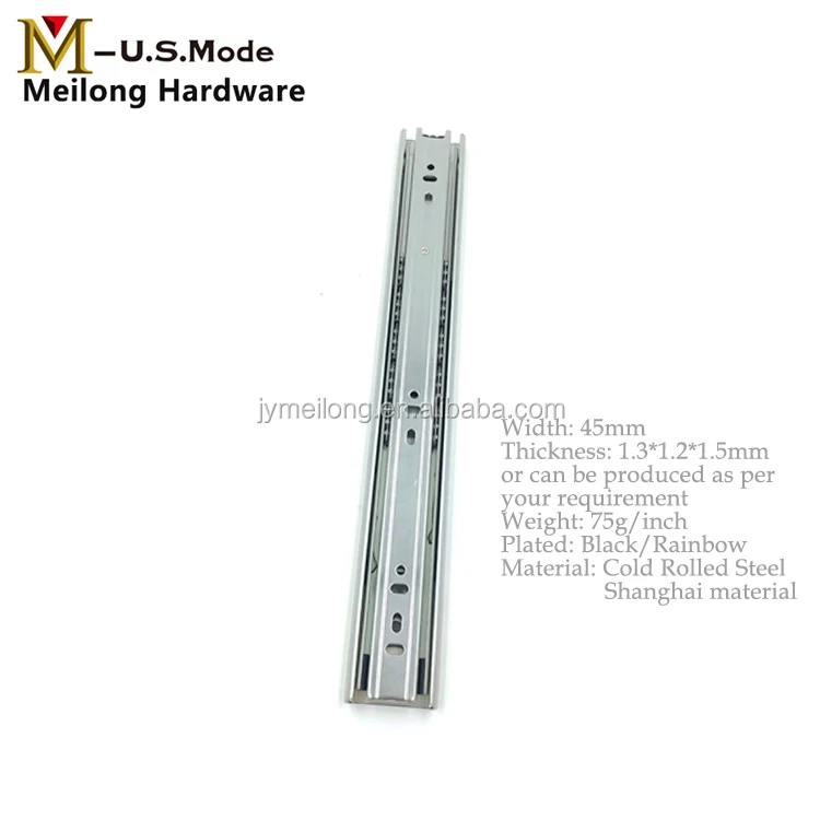 Full Extension Heavy Duty Ball Bearing 45mm Drawer Slides 200mm