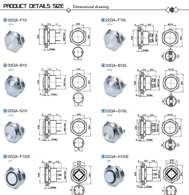 push button switch,momentary push button switch,metal push button switch,22mm push button switch,2 pin push button switch,220 volt push button switch,push switch with led,22mm led push button switch