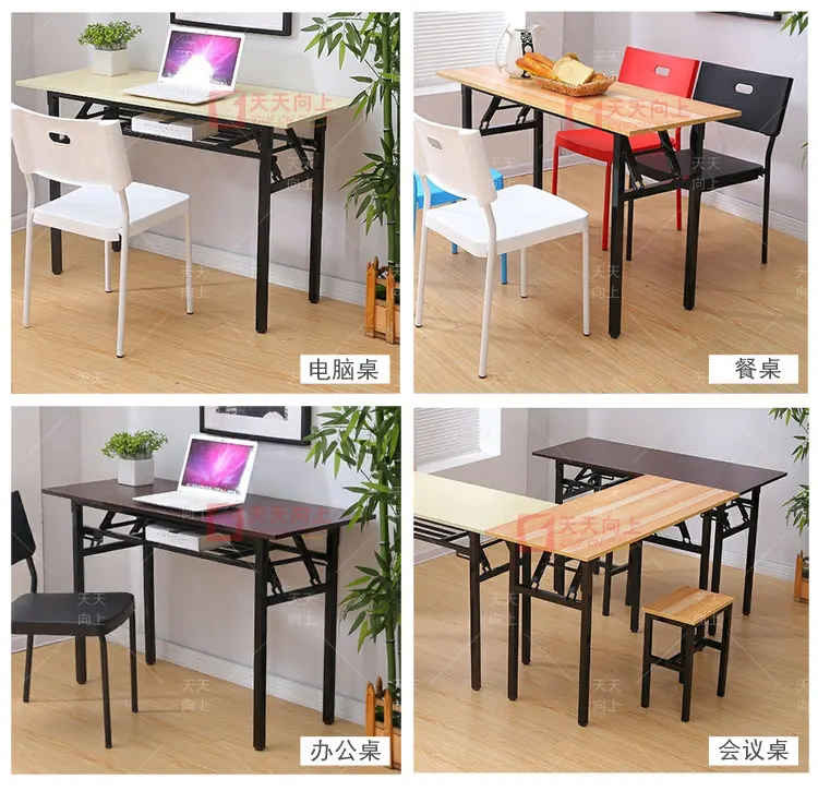 Cheap Folding Table for Event Banquet Table with Different Size Metal Frame Wood Portable Table