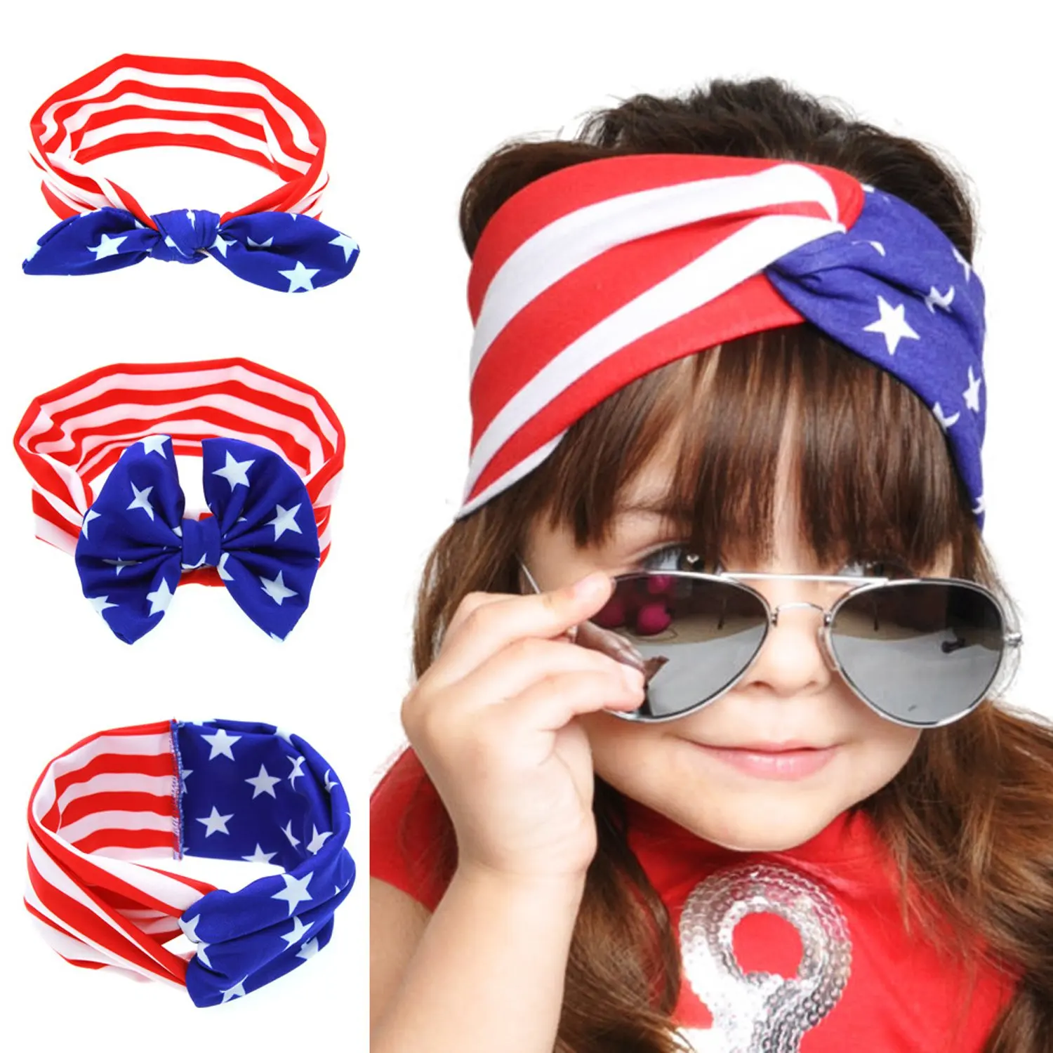 BinaryABC 4th of July American Flag Bandana Headband,Patriotic Headband,Independence Day Fourth of July Decorations