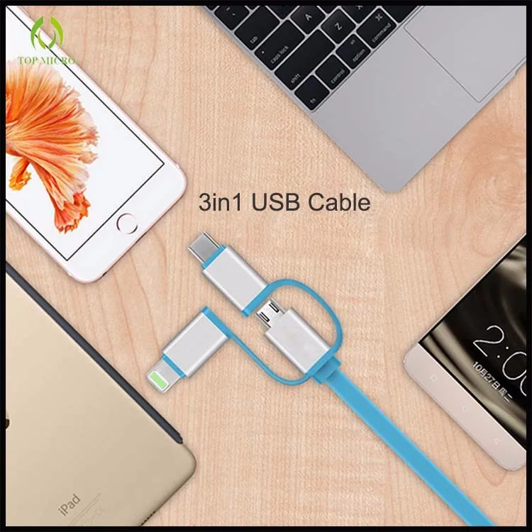 New Design Quick Charge 3in1 for iphone Android Micro Type-C USB Data Line Cable - ANKUX.COM