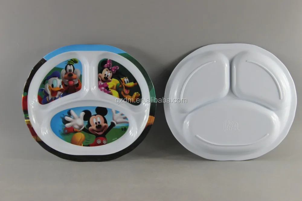 Oval Shape Melamine 3 Section Plate,Kids Division Lunch Plate