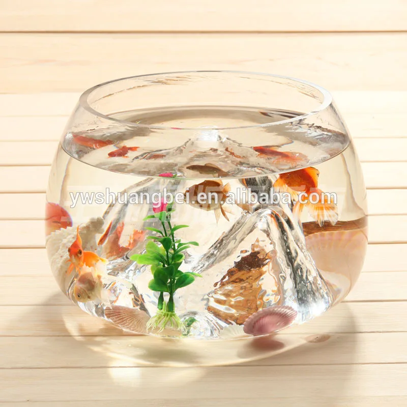 Unique Shaped Glass Goldfish Bowl Mini Round Aquarium Decorative Glass