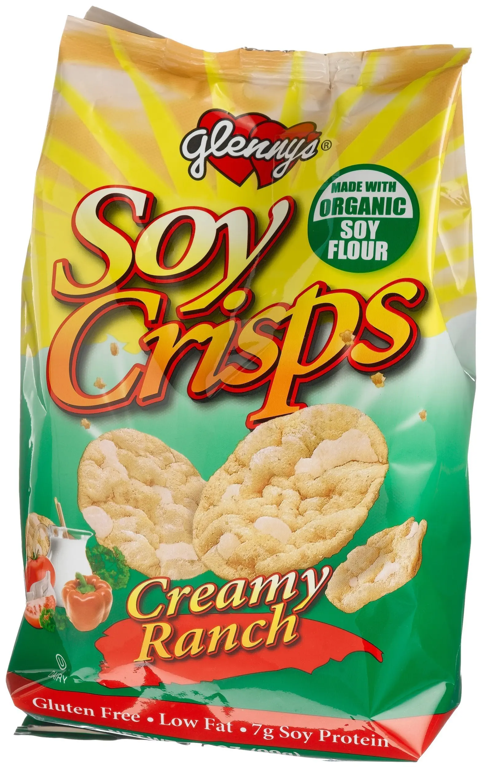 Glenny's Soy Crisps, Organic Creamy Ranch, 3.5-Ounce Bags (Pack of 6)