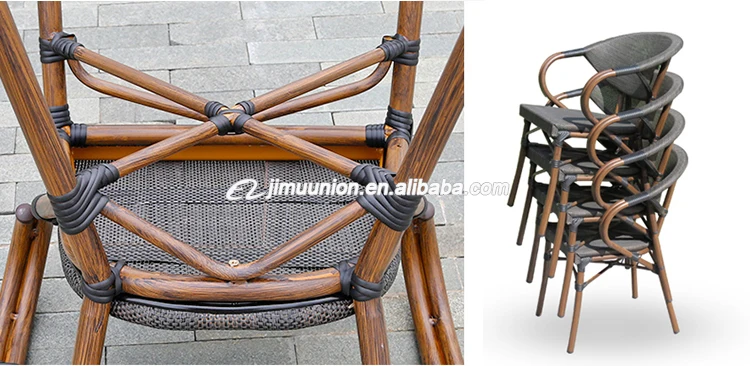  wholesale cheap bamboo rattan wicker bistro rattan arm chair for outdoor