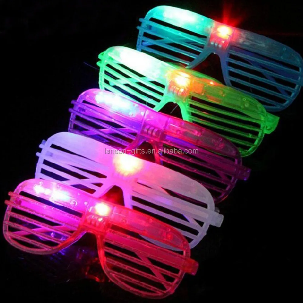 PURPLE Festival Fancy Dress 80s Style LED Flashing Shutter Shades