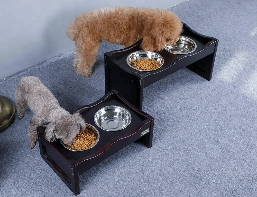 Bamboo Pets Fit Medium Raised Dog Bowls Elevated Stand Up Feeder