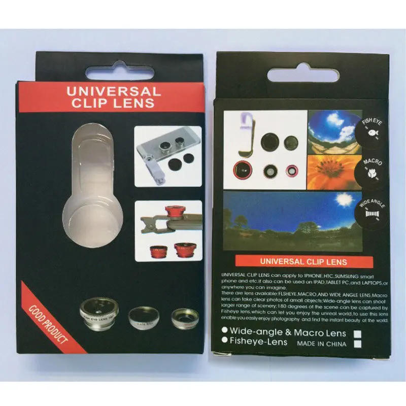 3 in 1 Universal Clip Wide Angle Macro Fisheye Zoom Telepcope Mobile Phone Camera Lens Kit