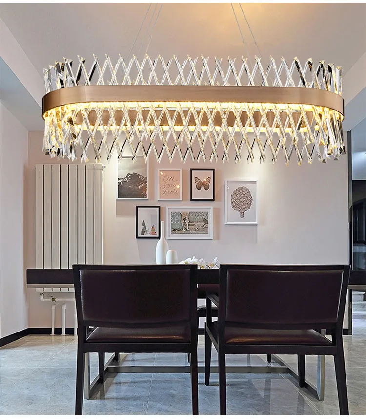 Modern LED crystal chandelier stainless steel chandelier can be customized living room bedroom hotel lighting