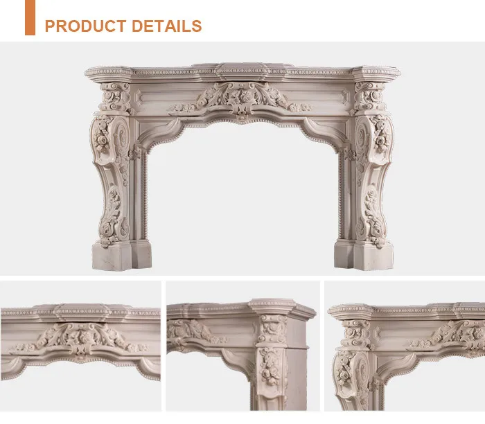 Natural Stone Antique French Wall Mounted Stone Fireplace Mantel