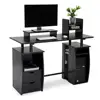 Computer Desk Office Study Desk Computer PC Laptop Table Gaming Table with CPU Cupboard and 2 Drawers