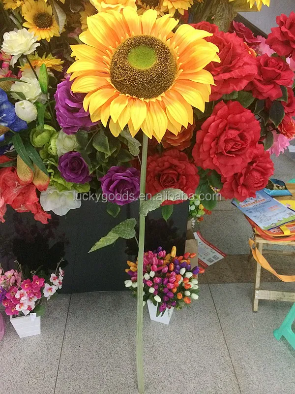 Personalized Long Stem Decorative Large Artificial Sunflower Wholesale