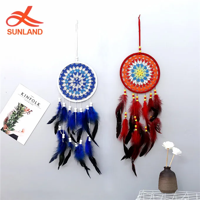 W5472 red Dreamcatcher for Wall Bedroom Party  Wall Hanging Decor Feather Dream Catcher
