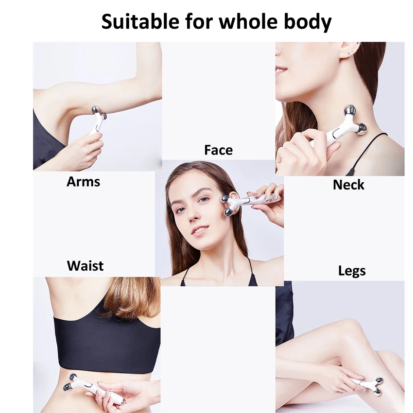 New released mini microcurrent face lift 3d roller v face massage