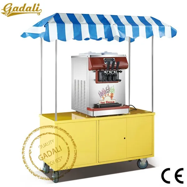 self checkout set and ice cream cart