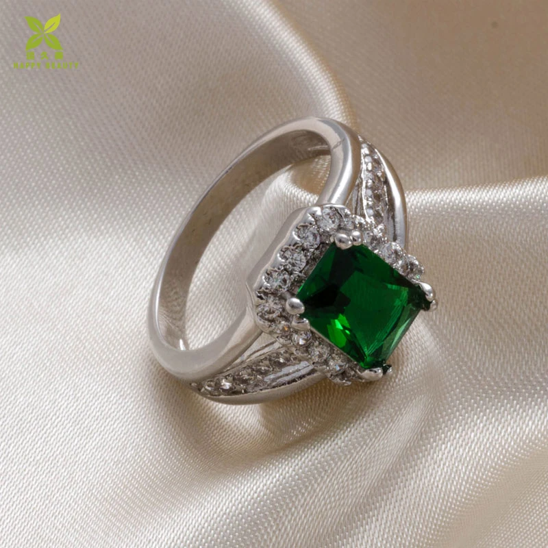 Glitter Gorgeous Green Rectangle Gemstone Rings Jewelry For Party - Buy ...