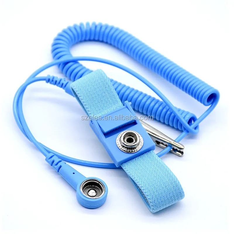 Adjustable Anti-static Esd Wrist Grounding Strap Blue Alligator Clip ...