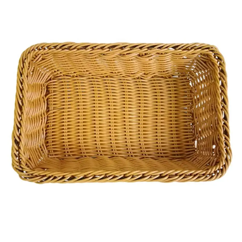 1PCS, Large Size Restaurant/Pantry Display Baskets, Bread Fruit Serving Baskets, Gift Baskets, Plastic Woven Storage Baskets, Closet/Kitchen/Bathroom/Dresser Organization Baskets (Brown)