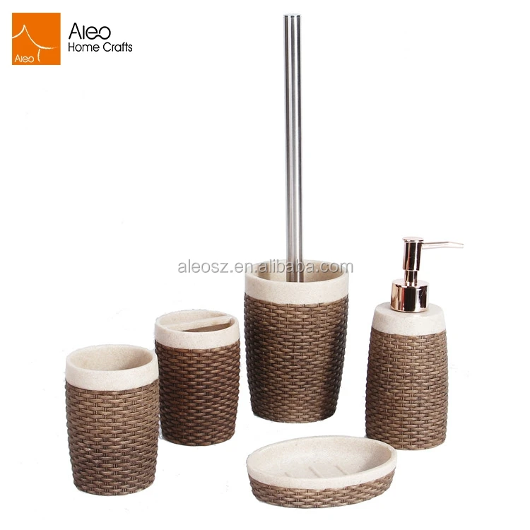 Rattan Ceramic Bath Accessories