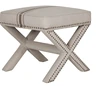 Wood cross fabric ottoman stool X Leg French Style Fabric Upholstered Ottoman Stool