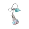 Exquisite crystal light bulb key chain liquid sand bottle jewelry