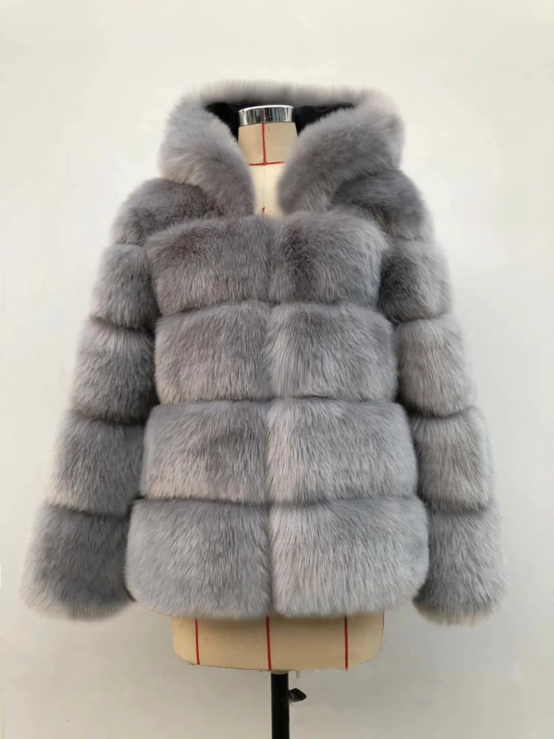 hooded faux fur jacket womens