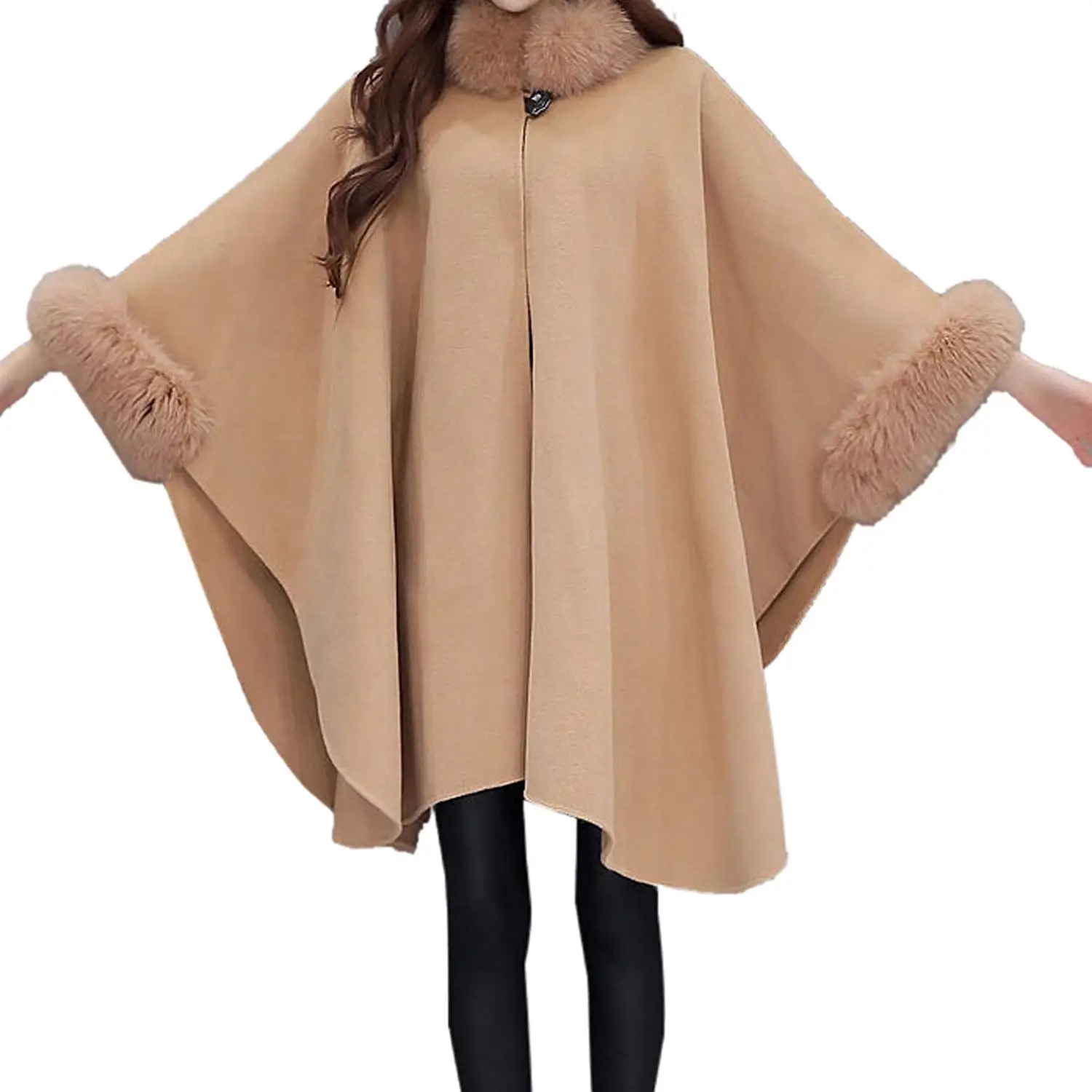 Nanquan Men Outwear Phocho Cape Cloak Hoodie Cardigan Open Front Long Coat