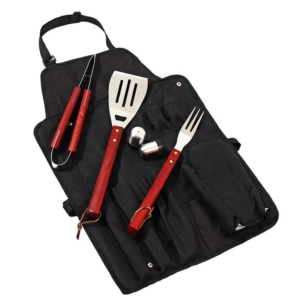 BBQ Cooking Grill Set Stainless Steel Cooking Kits Utensil Apron ...