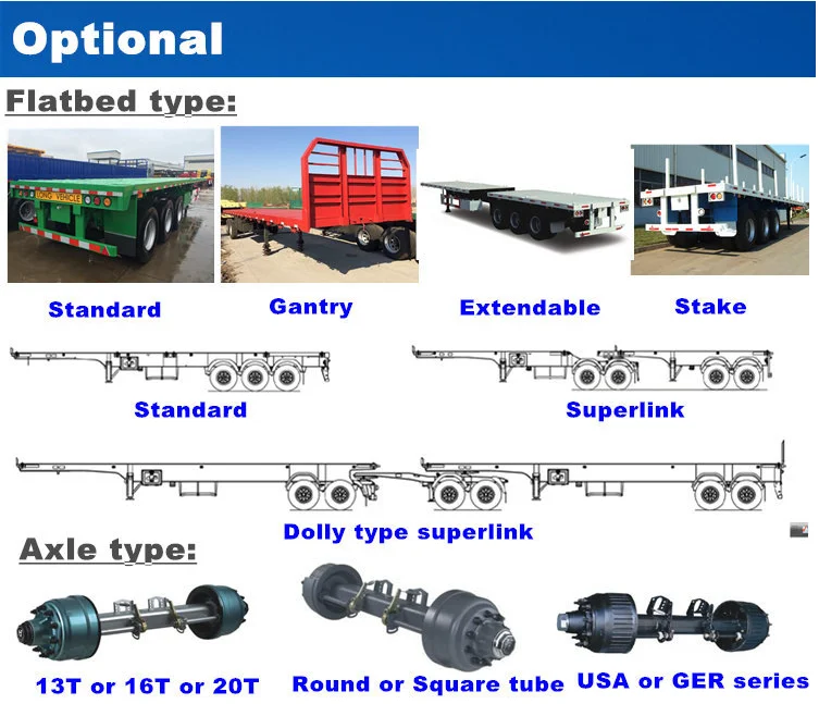 2/3 axles 40ft container trailer lowbed semi trailer flatbed semi trailer