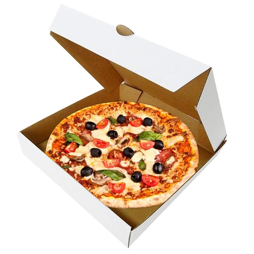 Premium Quality 12 INCH PIZZA BOX Take Away Fast Food White Printed Colour x 10