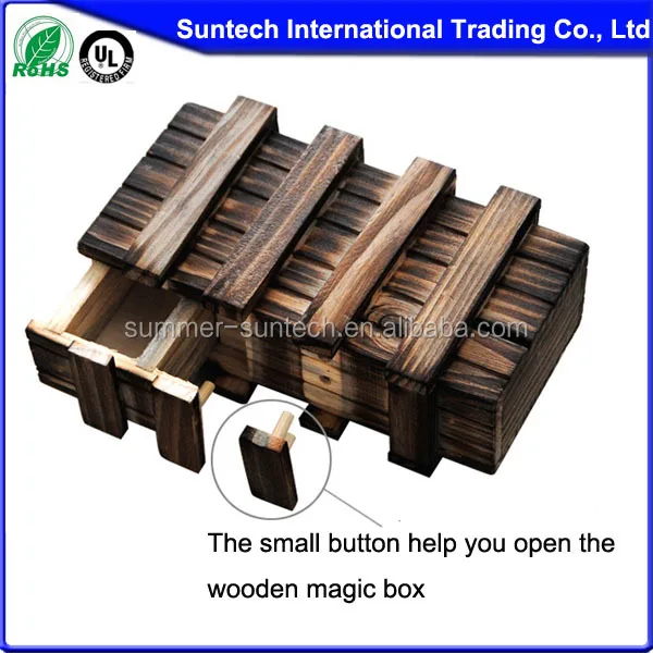 Mini Chinese Magic Trick Wooden Puzzle Box With 2 Secret Drawer Buy