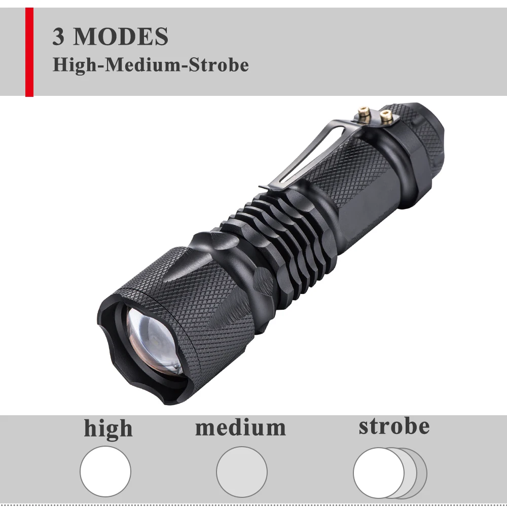 18650 Flashlight Aluminum Alloy 3W XPE LED Waterproof Tactical Flashlight Rechargeable Battery Emergency NI-MH ROHS Ip54 >12 Ce factory