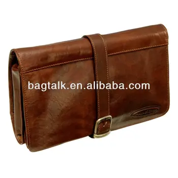 Travel Leather Hanging Toiletry Bag Mens Folding Cosmetic Man