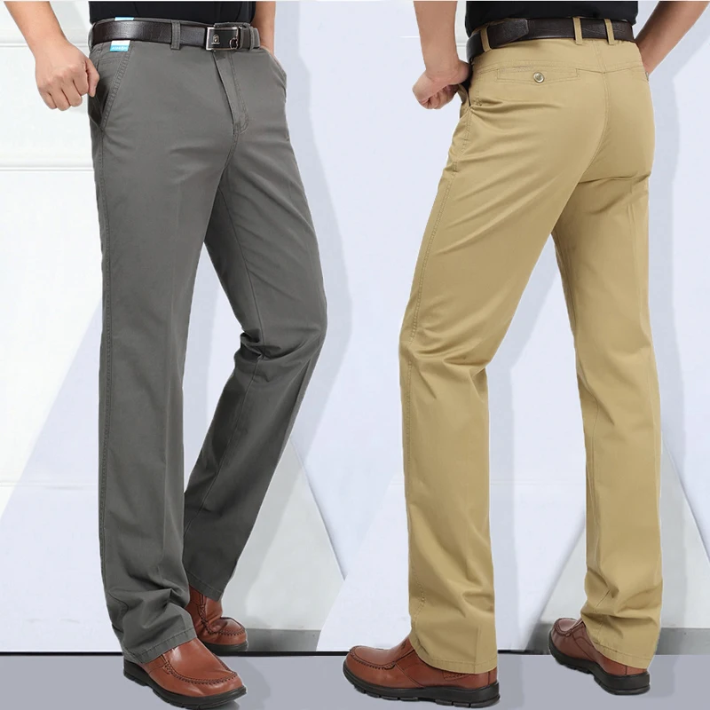 Men's Casual Pants Khaki Straight Business Large Size Pants Stock Beige ...
