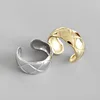 Simple personality rhombic plaid open index finger ring real gold rhodium plated sterling silver rings