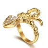 New Fashionable Stainless Steel Gold Casting Crystal Female Zodiac Snake Ring
