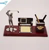 Wholesale wooden business gift clock pen holder with name card