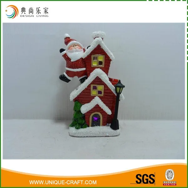 Ceramic funny christmas village house with LED