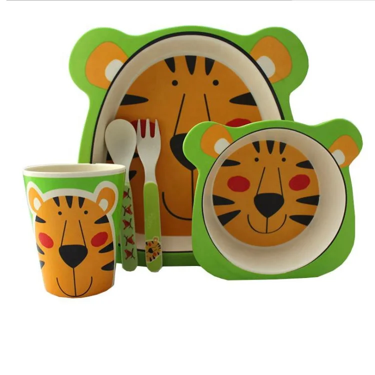 Eco cartoon unbreakable tableware kids bamboo fiber bowl set (1).jpg
