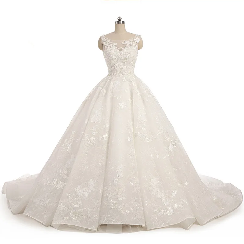 Vestido De Noiva Luxury Princess Vintage French Lace Ball Gown