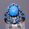 Hot Sale In Stock 100% 925 Sterling Silver Antique Blue Fire Opal GemstoneRings For Men DR01407149R-3.5g