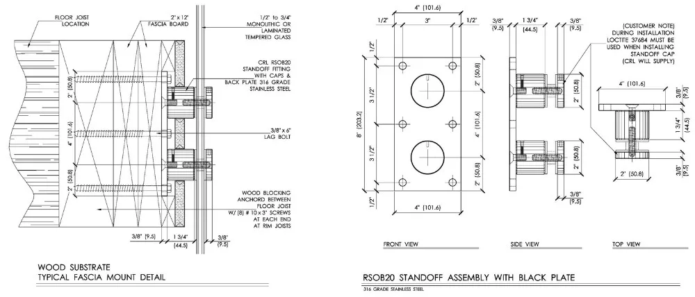 Balcony Stair Railings Handrails Stainless Steel 316 Adjustable Glass ...