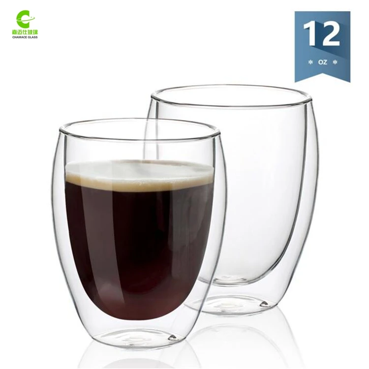12 Ounces Sweese Glass Coffee Mugs,Double Wall Insulated Glasses