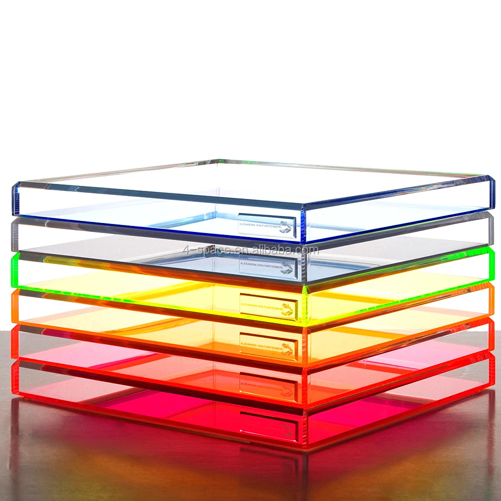 Restaurant Clear Rectangle Acrylic Tray With Removable Paper Slot