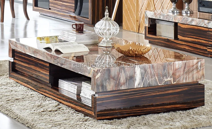 Factory manufacturer custom luxury coffee table with marble top