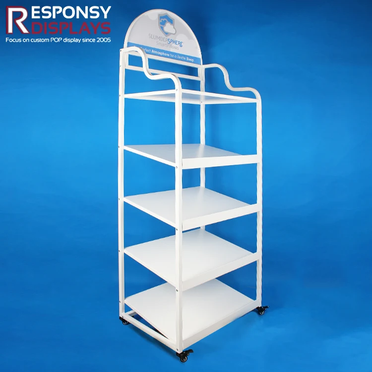 Customized Floor Wood And Metal Cushion Display Stand Throw Pillow Rack