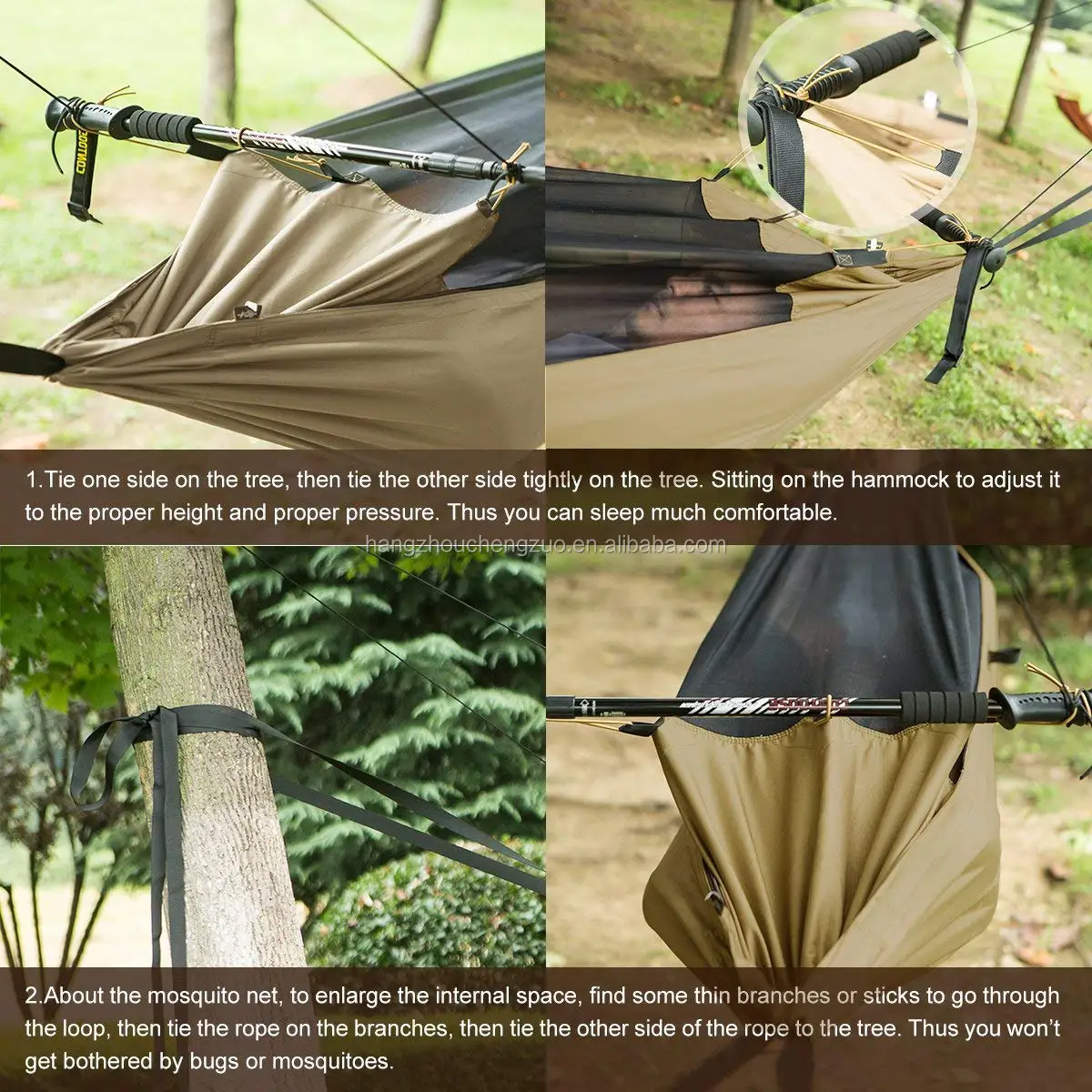 Waterproof Camping Hammock with Mosquito Net Lightweight Tarp Hammock for Backpacking hammock Tent,CZX-011 Tactical Tree tent